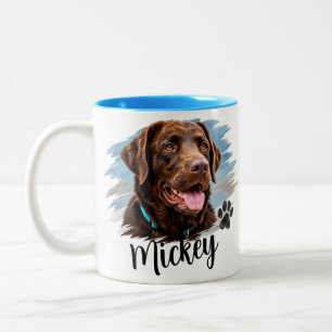 Caneca De Café Em Dois Tons Retrato Personalizado de Cachorro