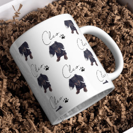 Caneca De Café Em Dois Tons Retrato Pet Personalizado e Nome do Script Pet Lov