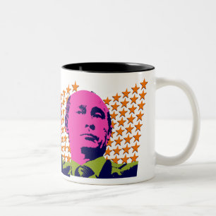 Caneca De Café Em Dois Tons Retrato Pop Art Rosa de Putin