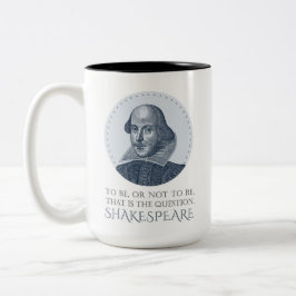 Caneca De Café Em Dois Tons Retrato Shakespeare para ser ou não ser citado