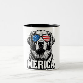 Caneca De Café Em Dois Tons Retriever de Ouro atriótico