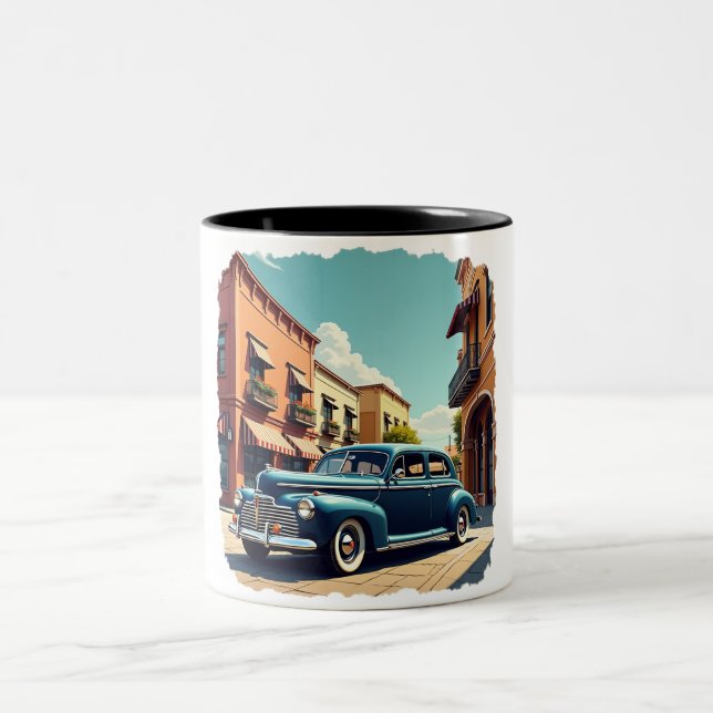 Caneca De Café Em Dois Tons Retro 1940s Classic Car T-Shirt (Centro)
