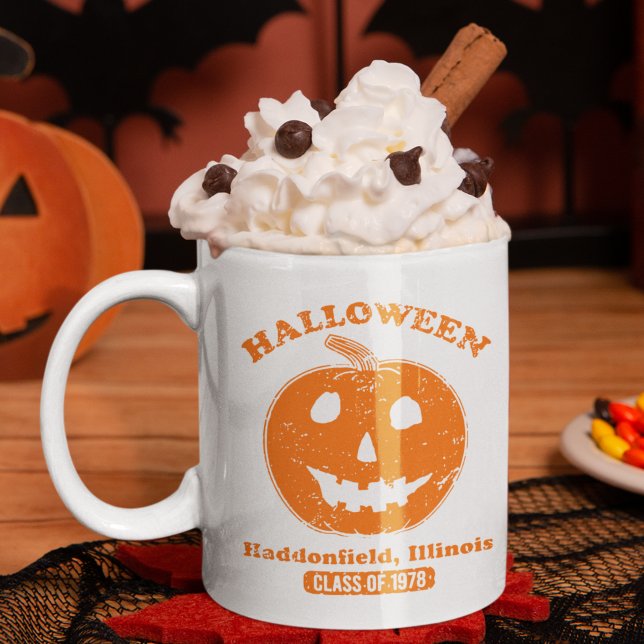 Caneca De Café Em Dois Tons Retro Calabaza de Halloween Haddonfield 1978 (Criador carregado)