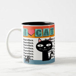 Caneca De Café Em Dois Tons Retro Cat Lover Graphic