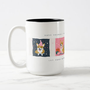 Caneca De Café Em Dois Tons Retro Christmas Corgi Mug