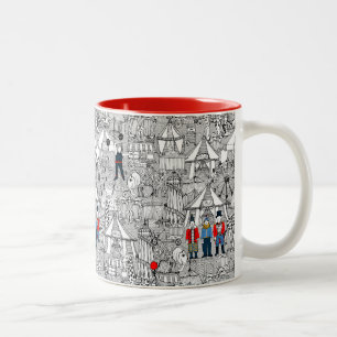 Caneca De Café Em Dois Tons retro circus bw col
