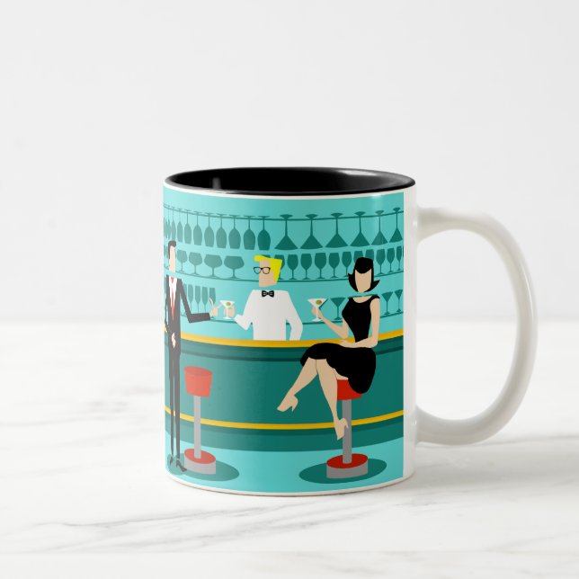 Caneca De Café Em Dois Tons Retro Cocktail Lounge Mug (Direita)