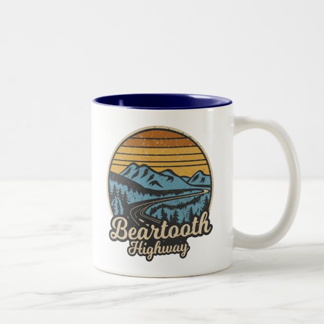 Caneca De Café Em Dois Tons Retro de Wyoming na Estrada Beartooth Montana (Direita)