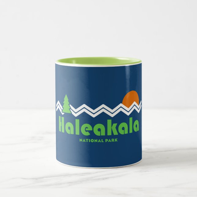 Caneca De Café Em Dois Tons Retro do Parque Nacional de Haleakala (Centro)