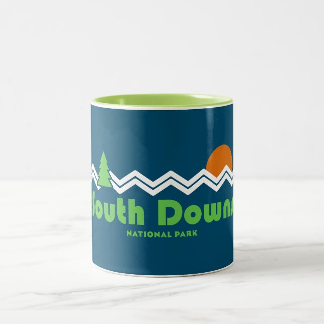 Caneca De Café Em Dois Tons Retro do Parque Nacional South Downs (Centro)