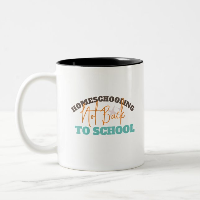 Caneca De Café Em Dois Tons Retro Ensino em Casa Sem Volta às Aulas (Esquerda)