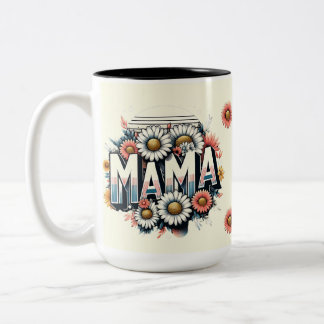 Caneca De Café Em Dois Tons Retro Floral Mama Mug