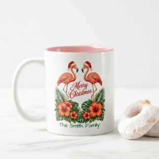 Caneca De Café Em Dois Tons Retro Florida Natal Flamingo Personalizado Família