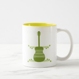 Caneca De Café Em Dois Tons Retro Guitar Mug, Olive Green