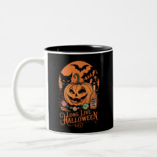 Caneca De Café Em Dois Tons Retro Halloween Viva Outono Temporada Assustadora 