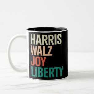 Caneca De Café Em Dois Tons Retro Harris Waltz 2024 Harris Walz Alegria Liberd