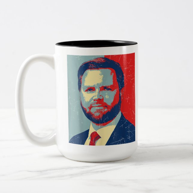 Caneca De Café Em Dois Tons Retro J.D. Vance Presidente 2028 Vance 2028 (Esquerda)