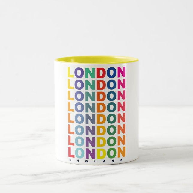 Caneca De Café Em Dois Tons Retro London England poster (Centro)