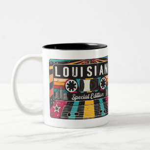 Caneca De Café Em Dois Tons Retro Louisiana.