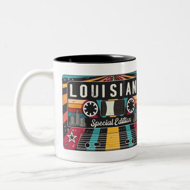 Caneca De Café Em Dois Tons Retro Louisiana. (Esquerda)