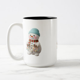Caneca De Café Em Dois Tons Retro Plush Snow Globe Santa
