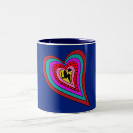 Caneca De Café Em Dois Tons Retro Psychedelic Love Heart Coffee