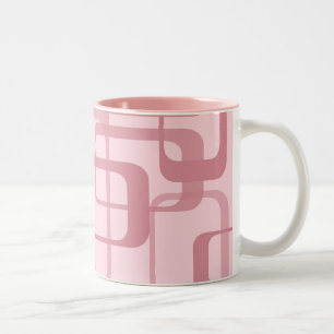 Caneca De Café Em Dois Tons Retro rosa Padrão de Abstrato dos anos 70