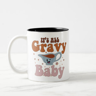 Caneca De Café Em Dois Tons Retrô Tudo é Molho Baby Vintage Outono Dia de Ação
