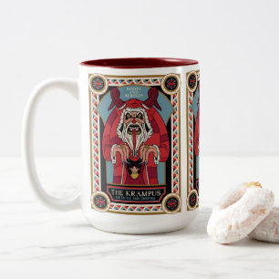 Caneca De Café Em Dois Tons Retro Vintage Krampus e o Velho Natal Negro