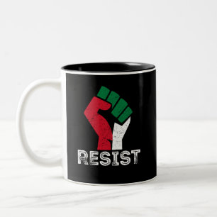 Caneca De Café Em Dois Tons Retro Vintage Resiste a Palestina - primeira bande