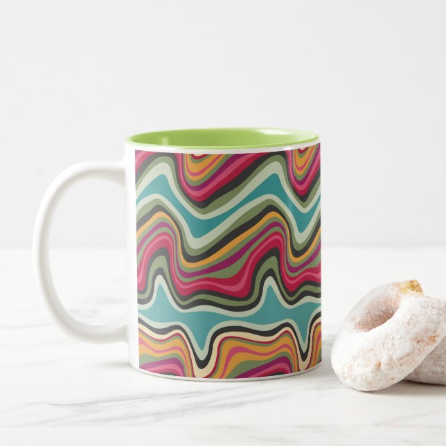 Caneca De Café Em Dois Tons retro-wave MANA (Com Donut)