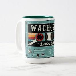 Caneca De Café Em Dois Tons Retro WMassachusetts Mountain Ski