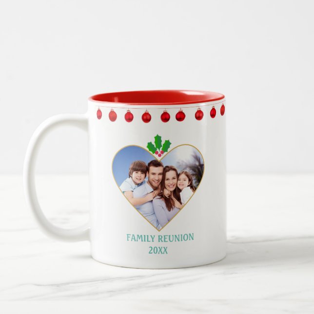 Caneca De Café Em Dois Tons Reunião da Família Natal, Heart & Holly Berry (Esquerda)
