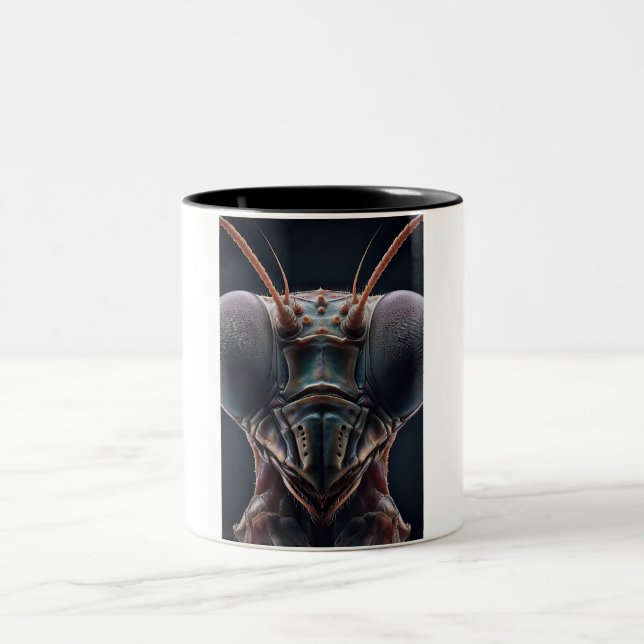 Caneca De Café Em Dois Tons Rezando Mantis Fechar Macro (Centro)