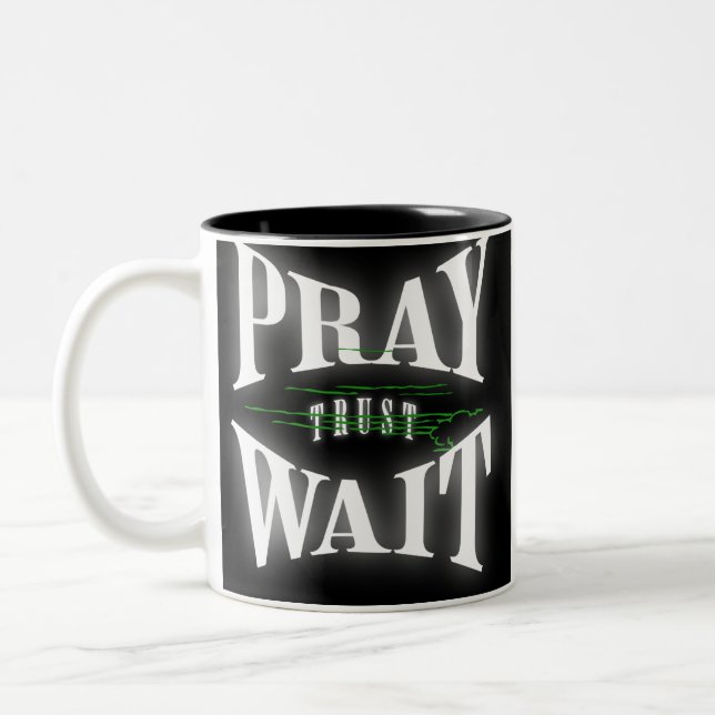 Caneca De Café Em Dois Tons Rezar Confiança Esperar Fé Cristã (Esquerda)