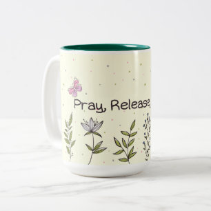 Caneca De Café Em Dois Tons "Reze, Liberte, Confie" Mug Design