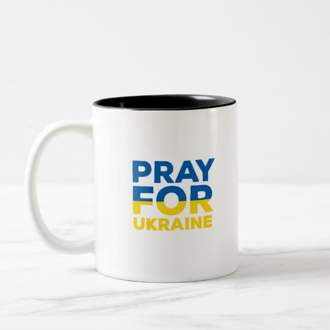 Caneca De Café Em Dois Tons Reze Pela Ucrânia (Esquerda)