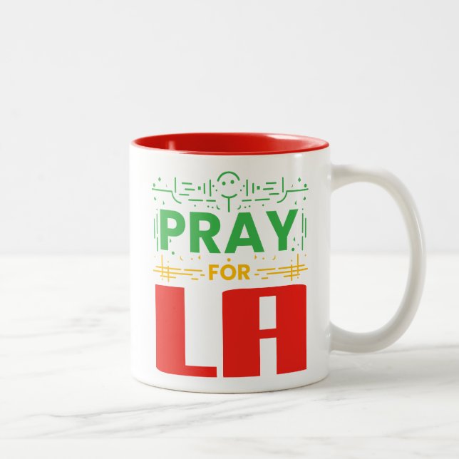 Caneca De Café Em Dois Tons Reze por LA (Direita)