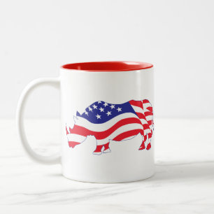 Caneca De Café Em Dois Tons Rhino-EUA-Flag
