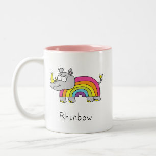 Caneca De Café Em Dois Tons Rhino Rainbow Cute Kids