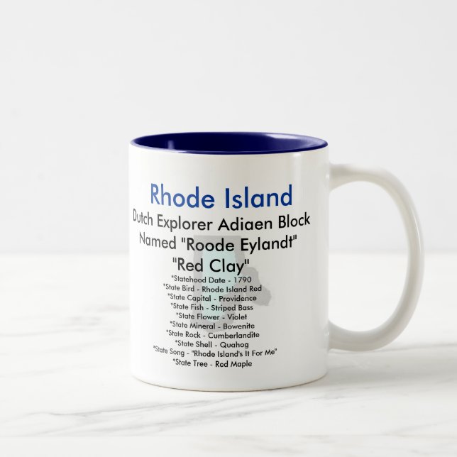 Caneca De Café Em Dois Tons Rhode - símbolos & mapa da ilha (Direita)