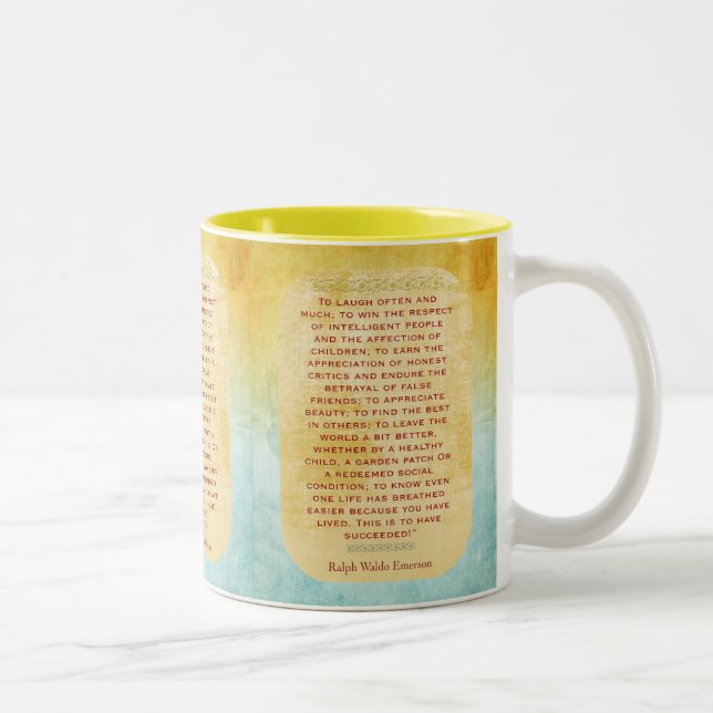 Caneca De Café Em Dois Tons Ria muitas vezes — citação de Emerson (Direita)