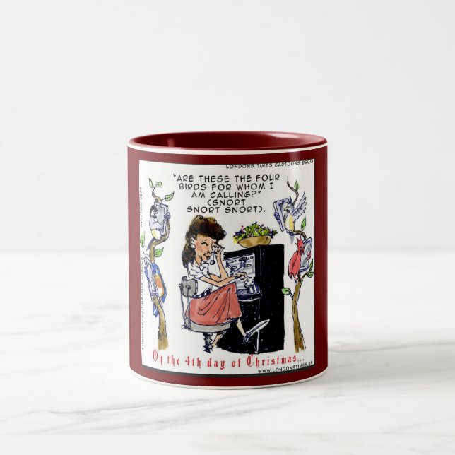 Caneca De Café Em Dois Tons Rick London Ernestine Chamando Birds Xmas (Centro)