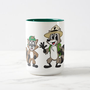 Caneca De Café Em Dois Tons Rick & Ricky da guarda florestal do rick da