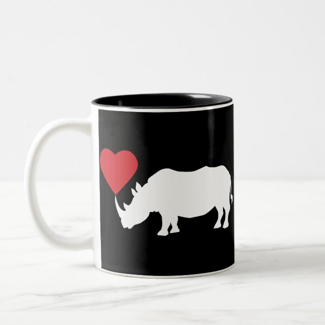 Caneca De Café Em Dois Tons Rinoceronte-Branco-Com-Coração (Esquerda)