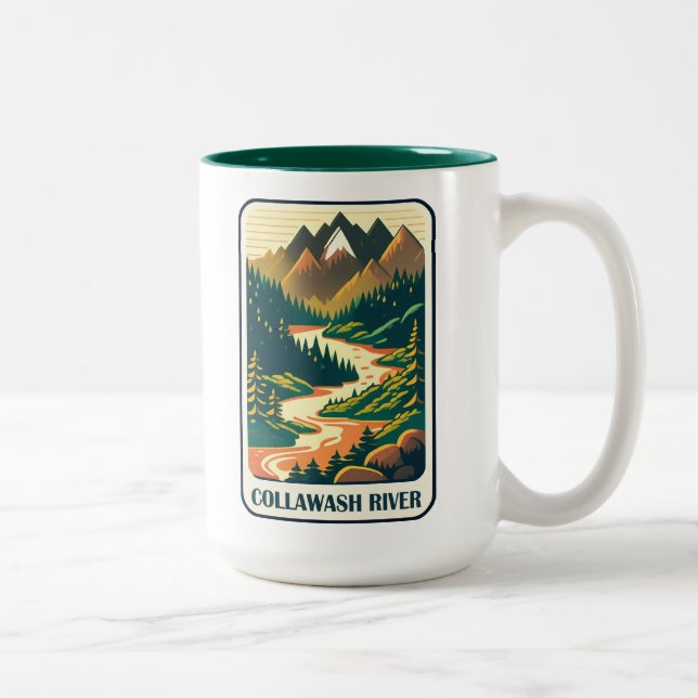 Caneca De Café Em Dois Tons Rio Collawash Oregon Cores (Direita)