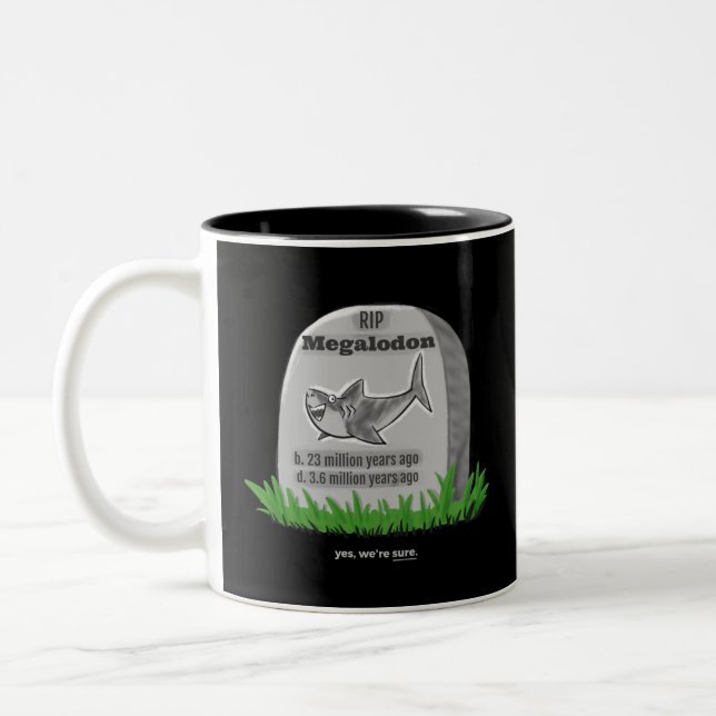 Caneca De Café Em Dois Tons RIP Megalodon (Esquerda)
