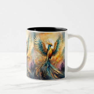 Caneca De Café Em Dois Tons Rise & Thrive : Caça Fênix Colorida