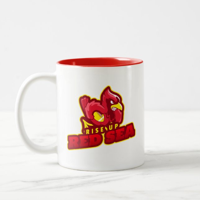 Caneca De Café Em Dois Tons Rise Up Red Sea Cardinal Bird Football Shirt (Esquerda)