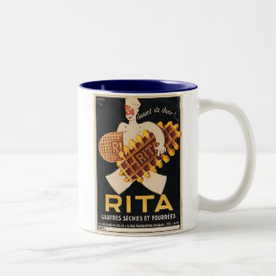 Caneca De Café Em Dois Tons Rita Biscuits Vintage Ad